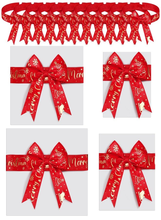 Luinabio 12 Pcs Christmas Elastic Bows for Gift Boxes Stretch Loops with Bows Adjustable Elastic Ribbon Xmas Bows Elastic Bows for Gift Boxes Wrapping Party Favors Wedding Supplies(Red,32-36 Inch) - Image 1